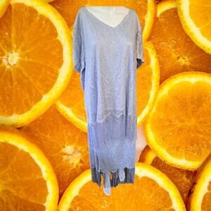 Onyx Nite Lavender Lace 2 Piece Skirt Suit With Bottom Fringe Size 3X‎